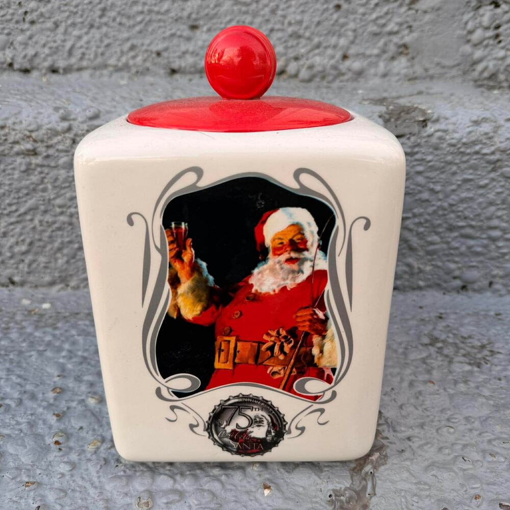 Vintage 2006 Gibson Coca-Cola 75th Anniversary Santa Snack/Cookie Jar 9.75